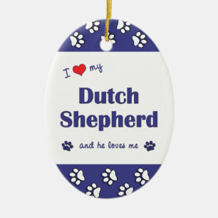 I Liebe mein niederländischer Schäfer (männlich Keramik Ornament