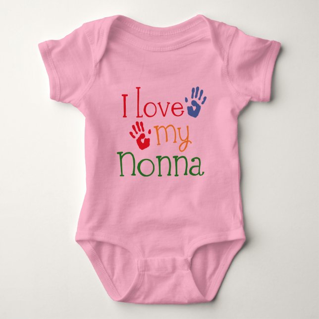 I Liebe mein Nonna Handprints Baby Strampler (Vorderseite)