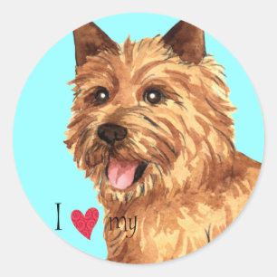 I Liebe mein Norwich-Terrier Runder Aufkleber