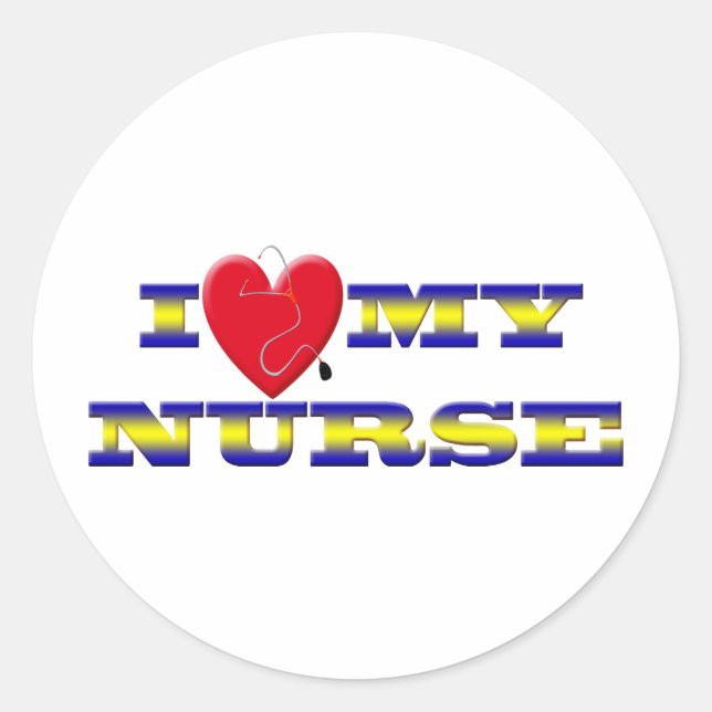 I LIEBE MEIN NURSE RUNDER AUFKLEBER (Vorderseite)