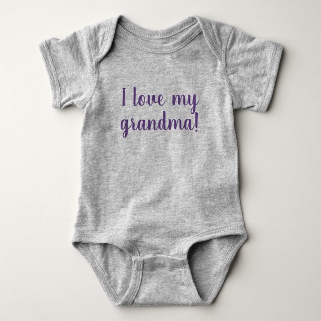 I Liebe Mein Oma Custom Lila Grau Baby Strampler (Vorderseite)