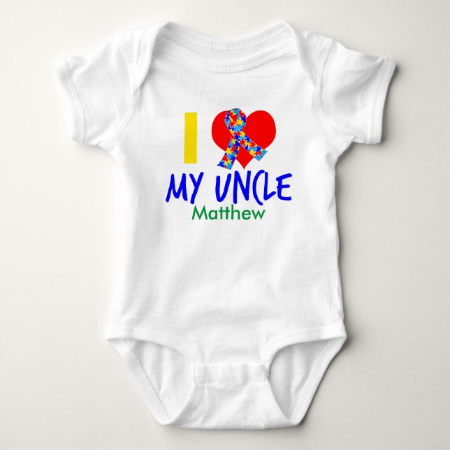 I Liebe mein Onkel Autism Awareness Baby Strampler (Vorderseite)