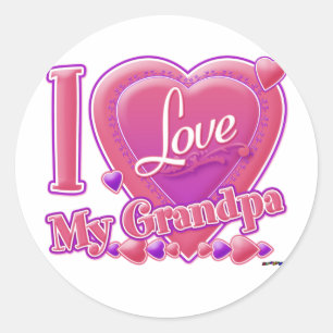 I Liebe Mein Opa rosa/lila - Herz Runder Aufkleber