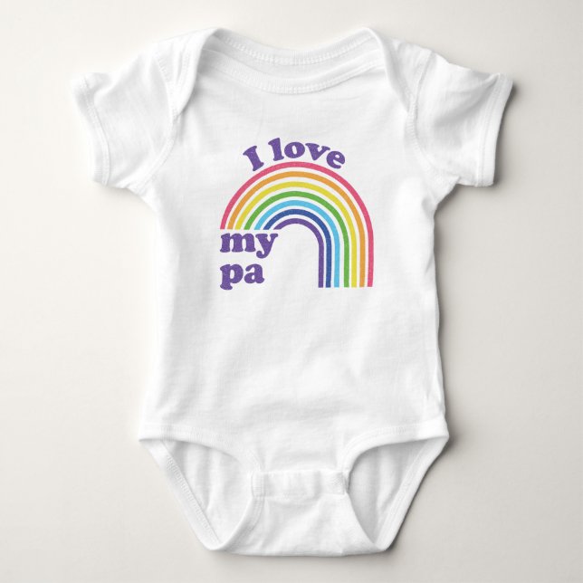 I Liebe Mein Pa - Niedlicher Regenbogen Baby Strampler (Vorderseite)