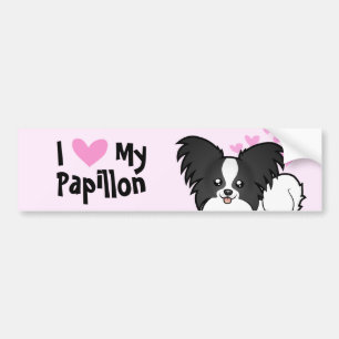 I Liebe mein Papillon Autoaufkleber