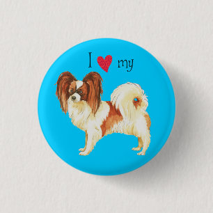 I Liebe mein Papillon Button