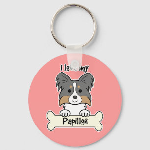 I Liebe mein Papillon Schlüsselanhänger