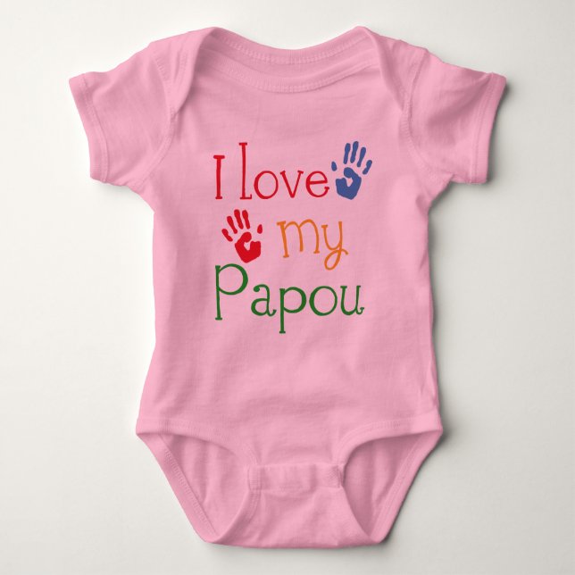 I Liebe mein Papou (Handprints) Baby Strampler (Vorderseite)