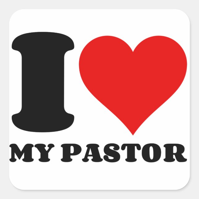 I LIEBE MEIN PASTOR QUADRATISCHER AUFKLEBER (Vorderseite)