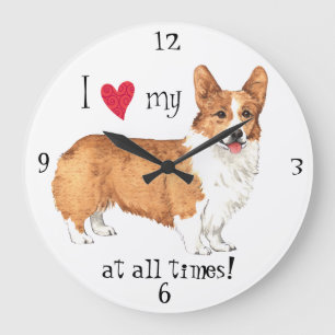 I Liebe mein Pembroke-WaliserCorgi Große Wanduhr