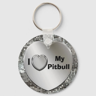 I Liebe mein Pitbull Herz-Schlüsselanhänger Schlüsselanhänger