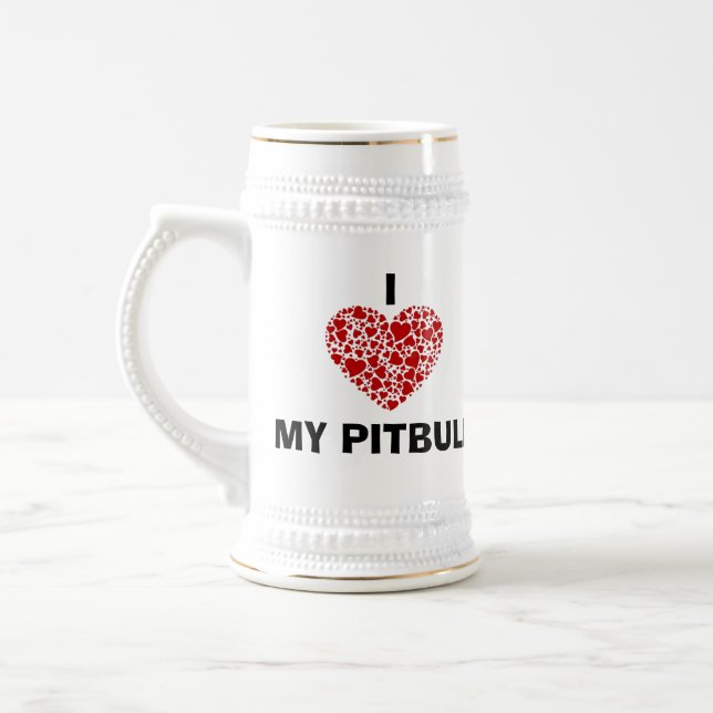 I LIEBE MEIN PITBULL STEIN BIERGLAS (Links)