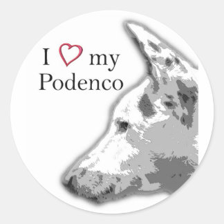 i Liebe mein podenco Runder Aufkleber