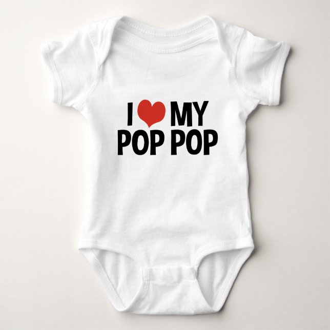 I Liebe Mein Pop Pop Baby Strampler (Vorderseite)