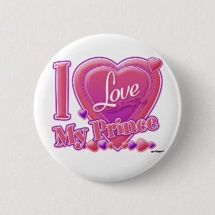 I Liebe Mein Prinz rosa/lila - Herz Button