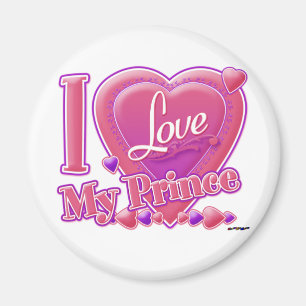 I Liebe Mein Prinz rosa/lila - Herz Magnet