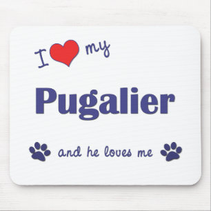 I Liebe mein Pugalier (männlicher Hund) Mousepad