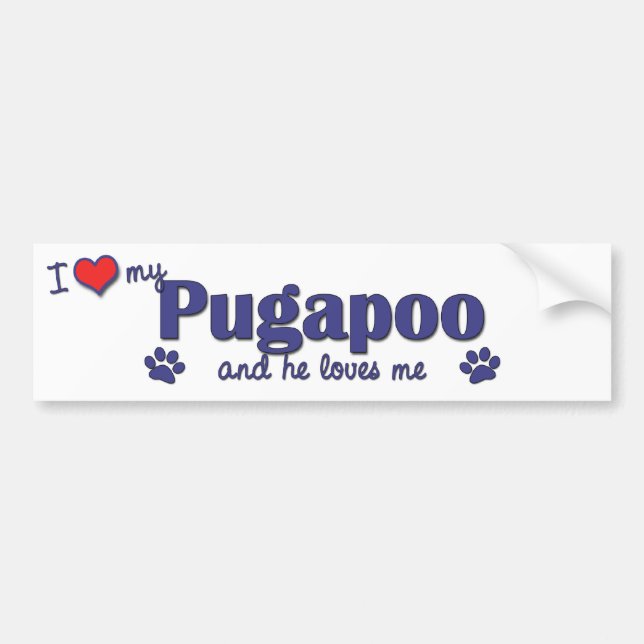 I Liebe mein Pugapoo (männlicher Hund) Autoaufkleber (Vorne)