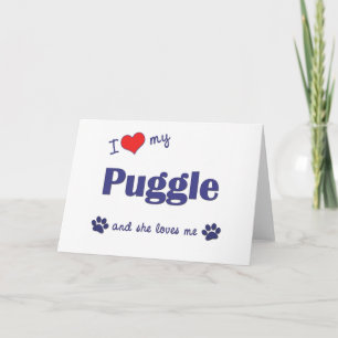 I Liebe mein Puggle (weiblicher Hund) Karte