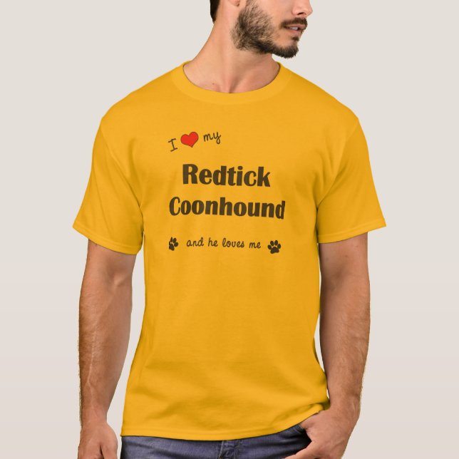 I Liebe mein Redtick Coonhound (männlicher Hund) T-Shirt (Vorderseite)