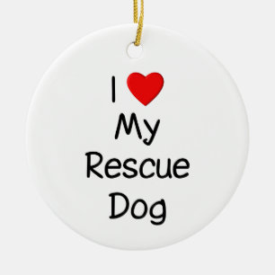I Liebe mein Rettungs-Hund Keramikornament