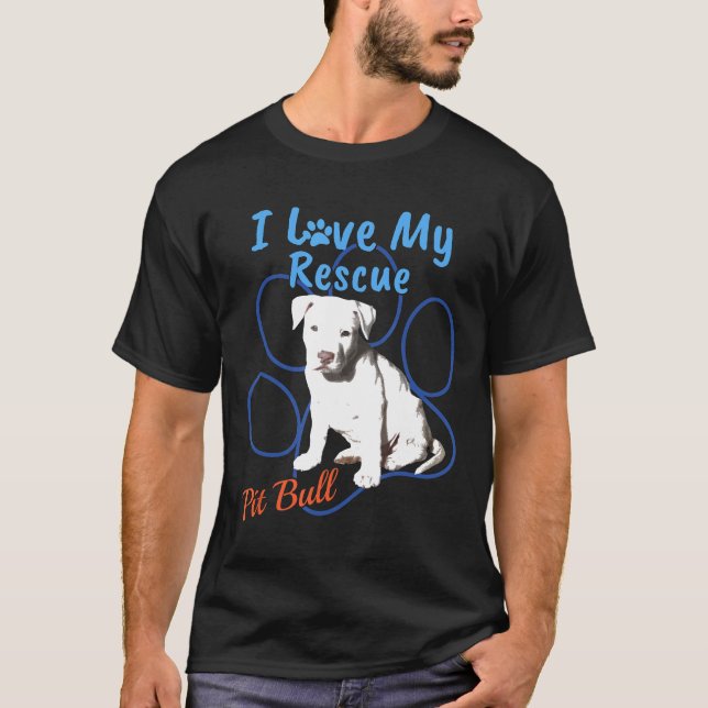 I Liebe mein Rettungsgrube Bull Cool Adoptiert Hun T-Shirt (Vorderseite)