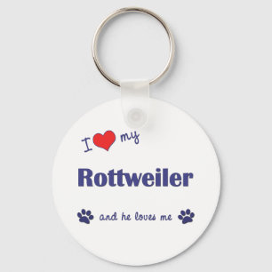 I Liebe mein Rottweiler (männlicher Hund) Schlüsselanhänger
