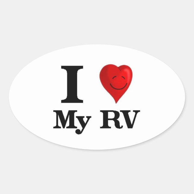 I Liebe Mein RV Ovaler Aufkleber (Vorderseite)
