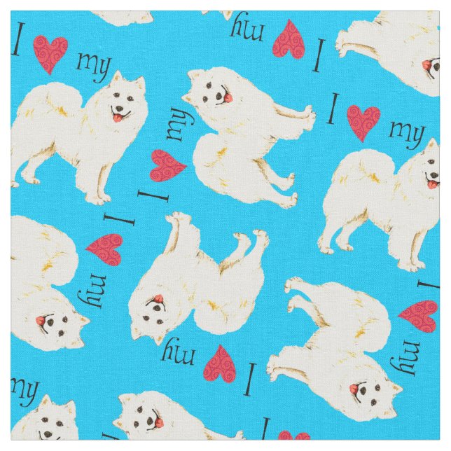 I Liebe mein Samoyed Stoff (Nahaufnahme)