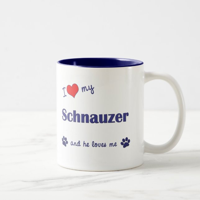 I Liebe mein Schnauzer (männlicher Hund) Zweifarbige Tasse (Rechts)