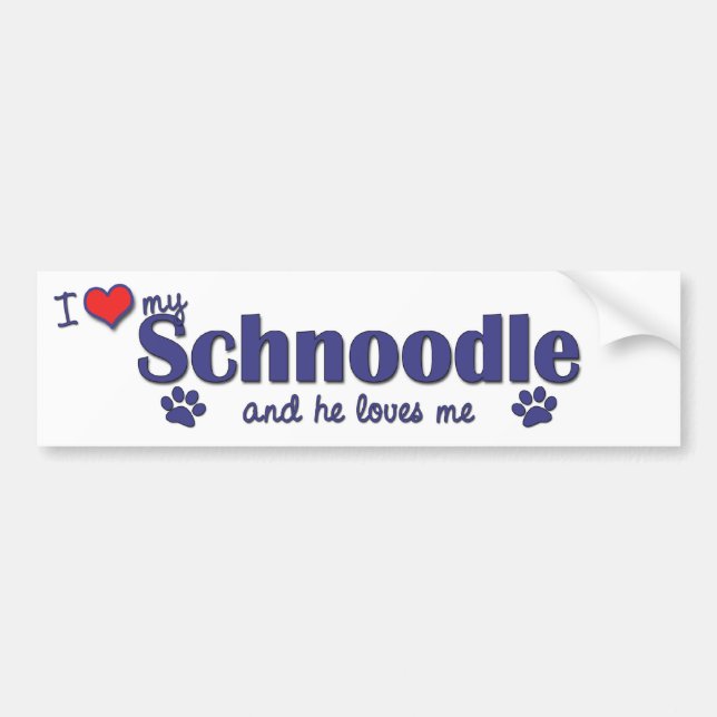 I Liebe mein Schnoodle (männlicher Hund) Autoaufkleber (Vorne)