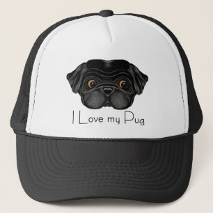 I Liebe Mein schwarzer Mops Niedlicher schwarzer M Truckerkappe