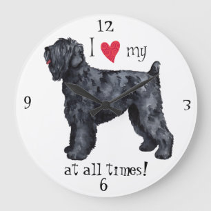 I Liebe mein schwarzer russischer Terrier Große Wanduhr