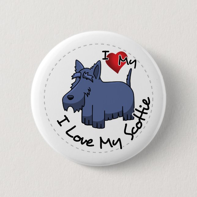I Liebe mein Scottie-Hund Button (Vorderseite)