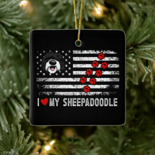 I Liebe Mein Sheepadoodle Niedlicher Hundebesitzer Keramikornament