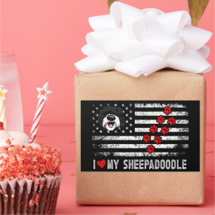 I Liebe Mein Sheepadoodle Niedlicher Hundebesitzer Rechteckiger Aufkleber