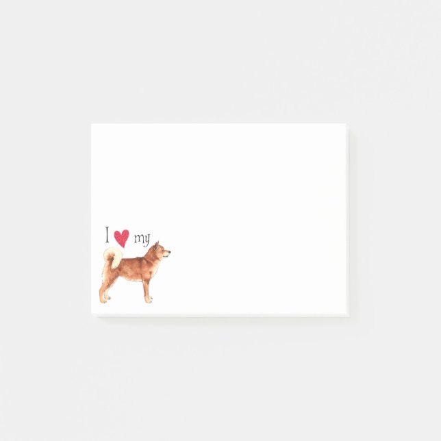 I Liebe mein Shiba Inu Post-it Klebezettel (Vorderseite)