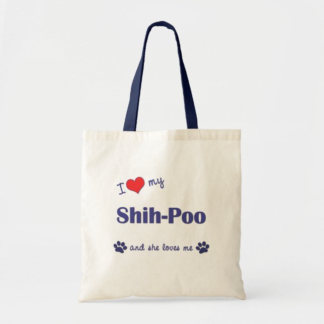 I Liebe mein Shih-Poo (weiblicher Hund) Tragetasche (Vorne)