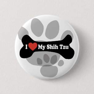 I Liebe mein Shih Tzu - Hundeknochen Button