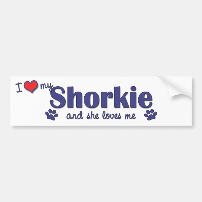 I Liebe mein Shorkie (weiblicher Hund) Autoaufkleber (Vorne)