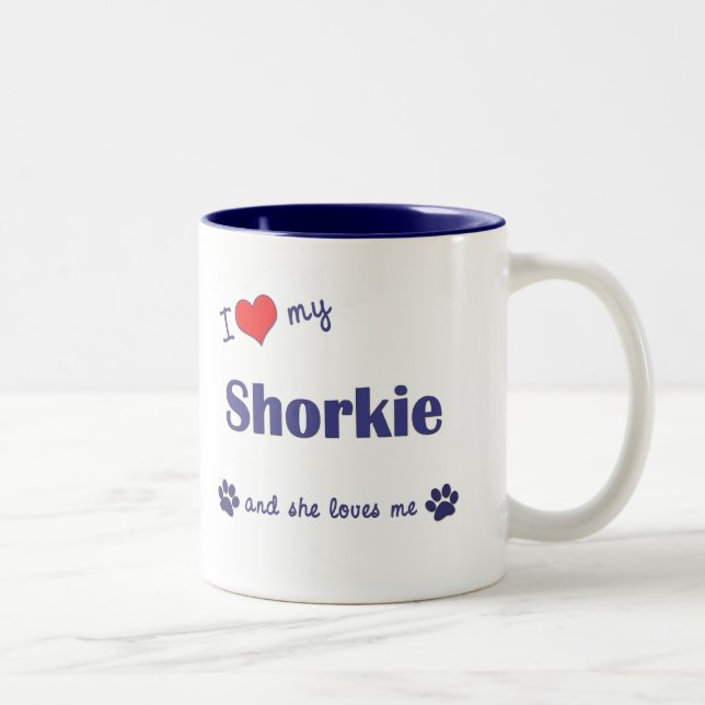 I Liebe mein Shorkie (weiblicher Hund) Zweifarbige Tasse (Rechts)