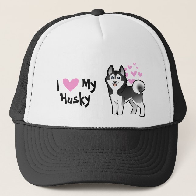 I Liebe mein sibirischer Schlittenhund/alaskischer Truckerkappe (Vorderseite)