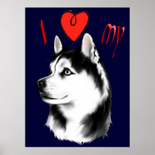 I Liebe mein sibirischer Schlittenhund-Plakat Poster