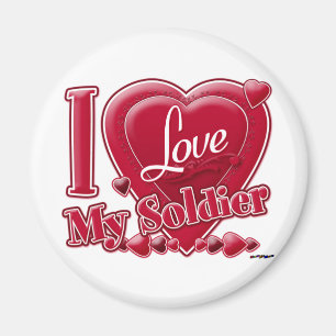 I Liebe Mein Soldat rot - Herz Magnet