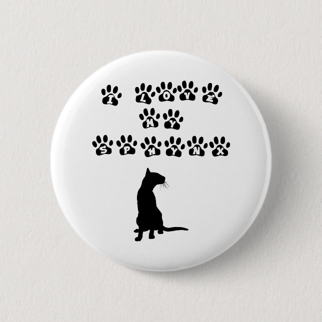 I Liebe mein Sphynx--Schwarzer Text Button (Vorderseite)