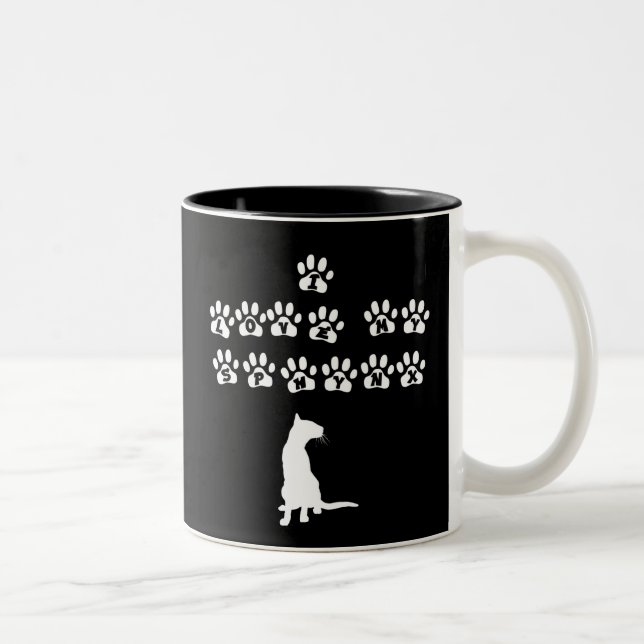 I Liebe mein Sphynx--Weißer Text Zweifarbige Tasse (Rechts)