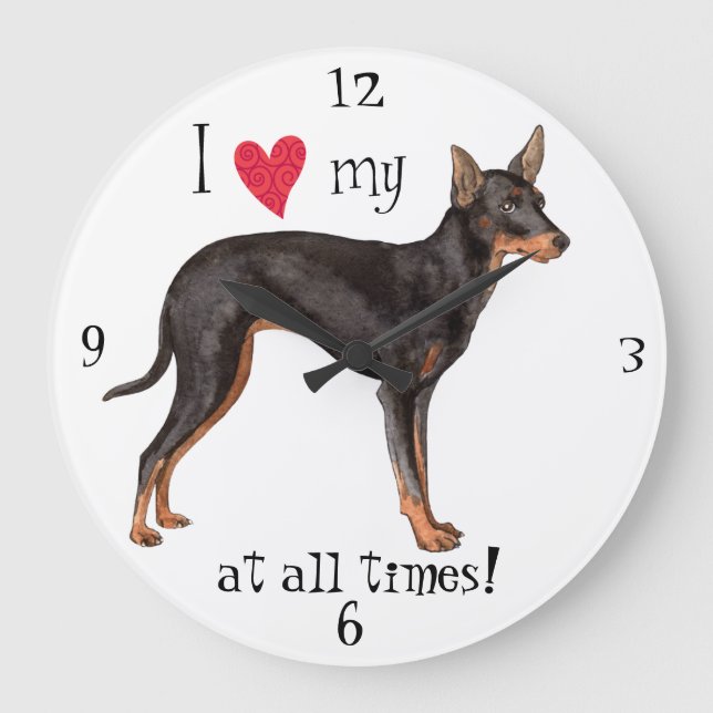 I Liebe mein Spielzeug-Manchester-Terrier Große Wanduhr (Vorderseite)