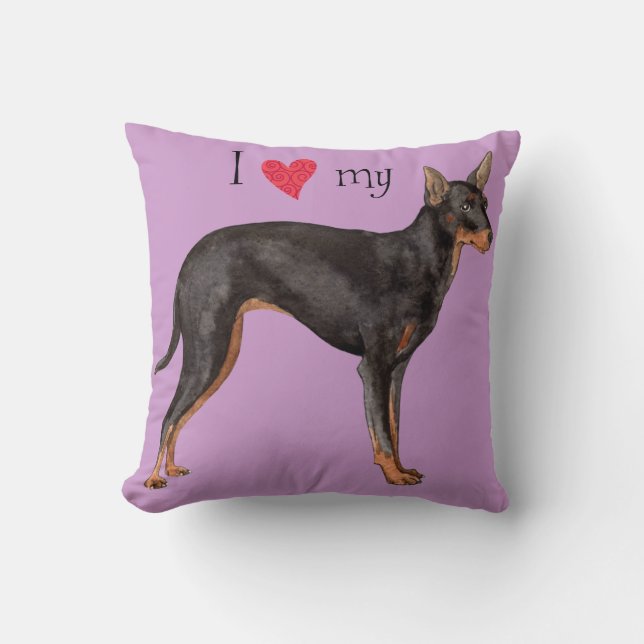 I Liebe mein Spielzeug-Manchester-Terrier Kissen (Vorderseite)