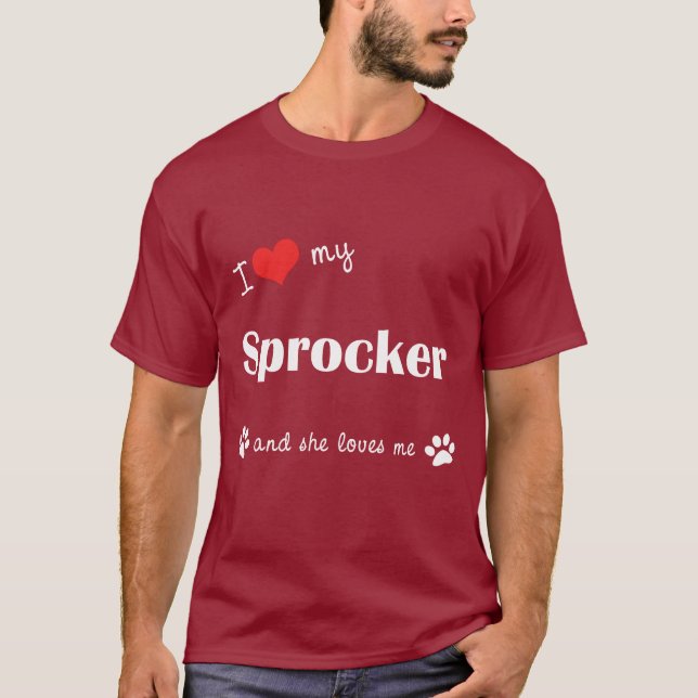 I Liebe mein Sprocker (weiblicher Hund) T-Shirt (Vorderseite)