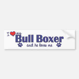 I Liebe mein Stier-Boxer (männlicher Hund) Autoaufkleber
